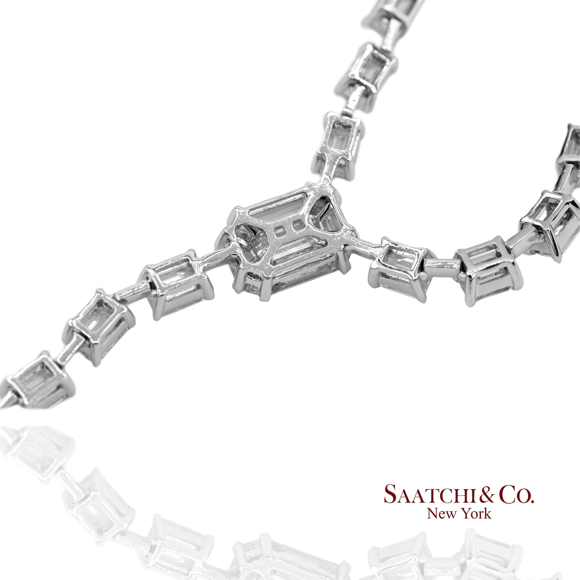 18K(750) White Gold Natural Diamond Pie Cut Necklace