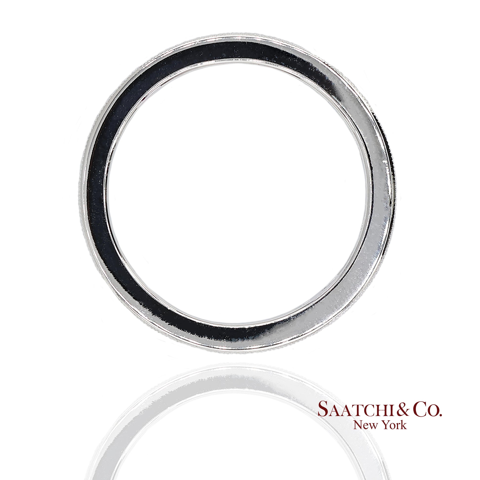 18K(750) Solid White Gold Natural Diamond Handmade Milgrain Band Ring