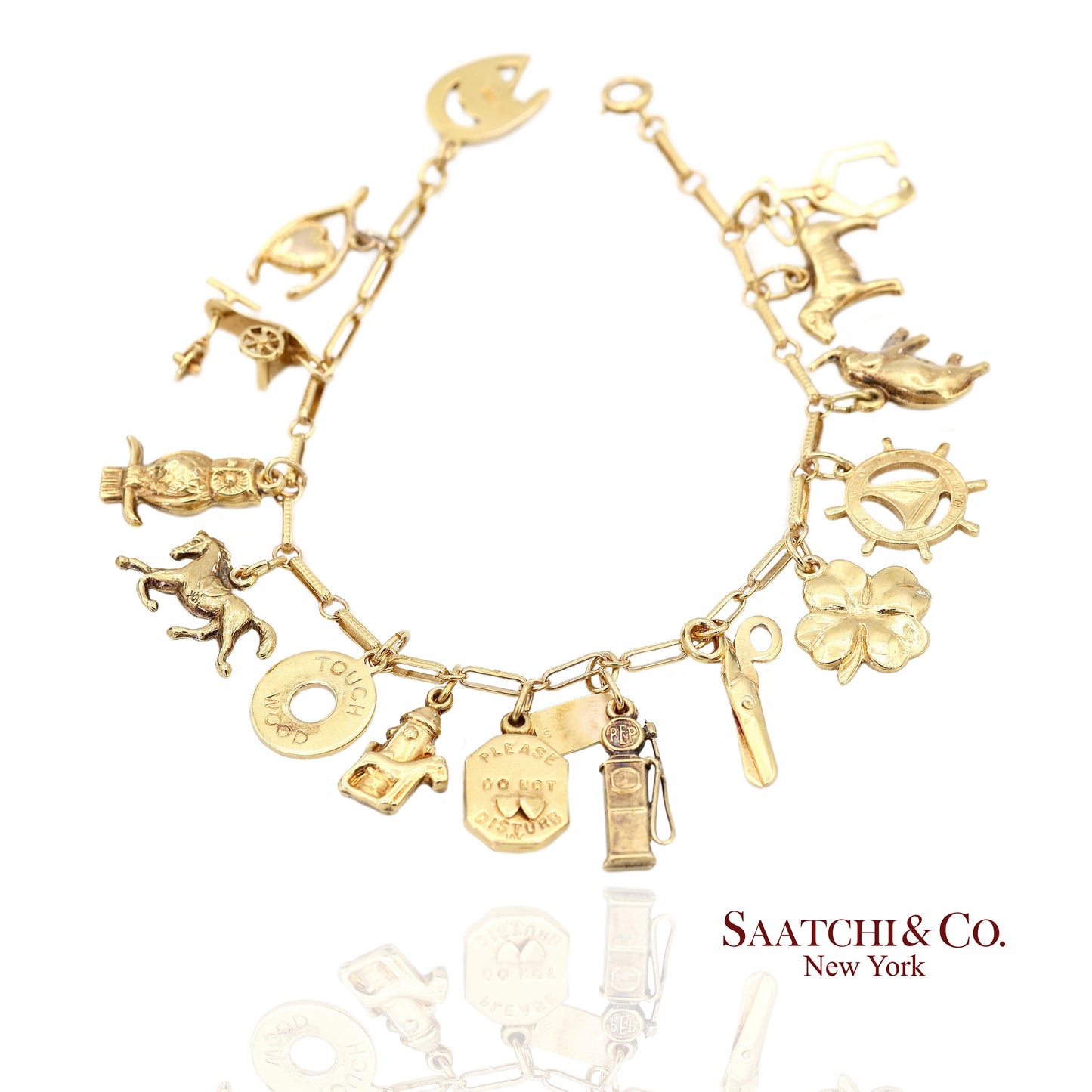 Vintage Estate 10K(417) Yellow Gold Charm Bracelet