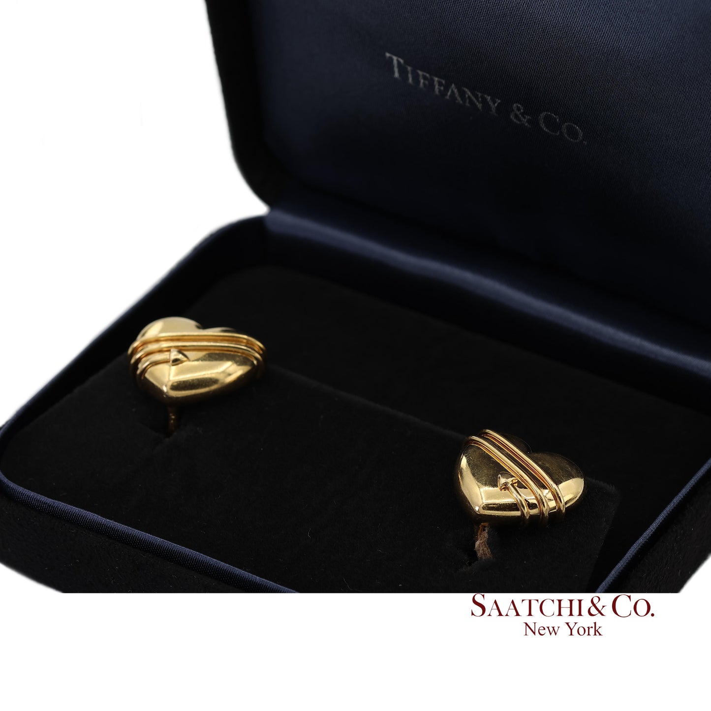 Tiffany & Co. Vintage 18K(750) Yellow Gold Arrow Wrapped Heart Shape Earrings