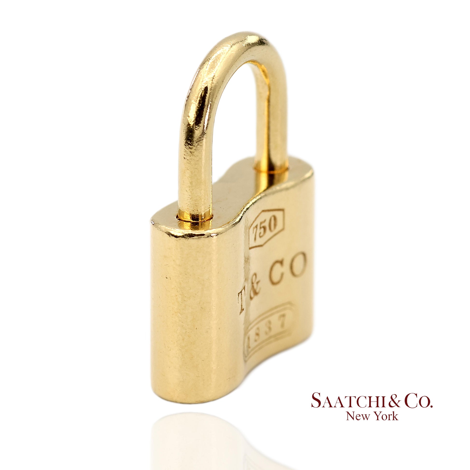 Tiffany & Co. 18K Yellow Gold Padlock Charm Pendant Necklace (Non Openable)