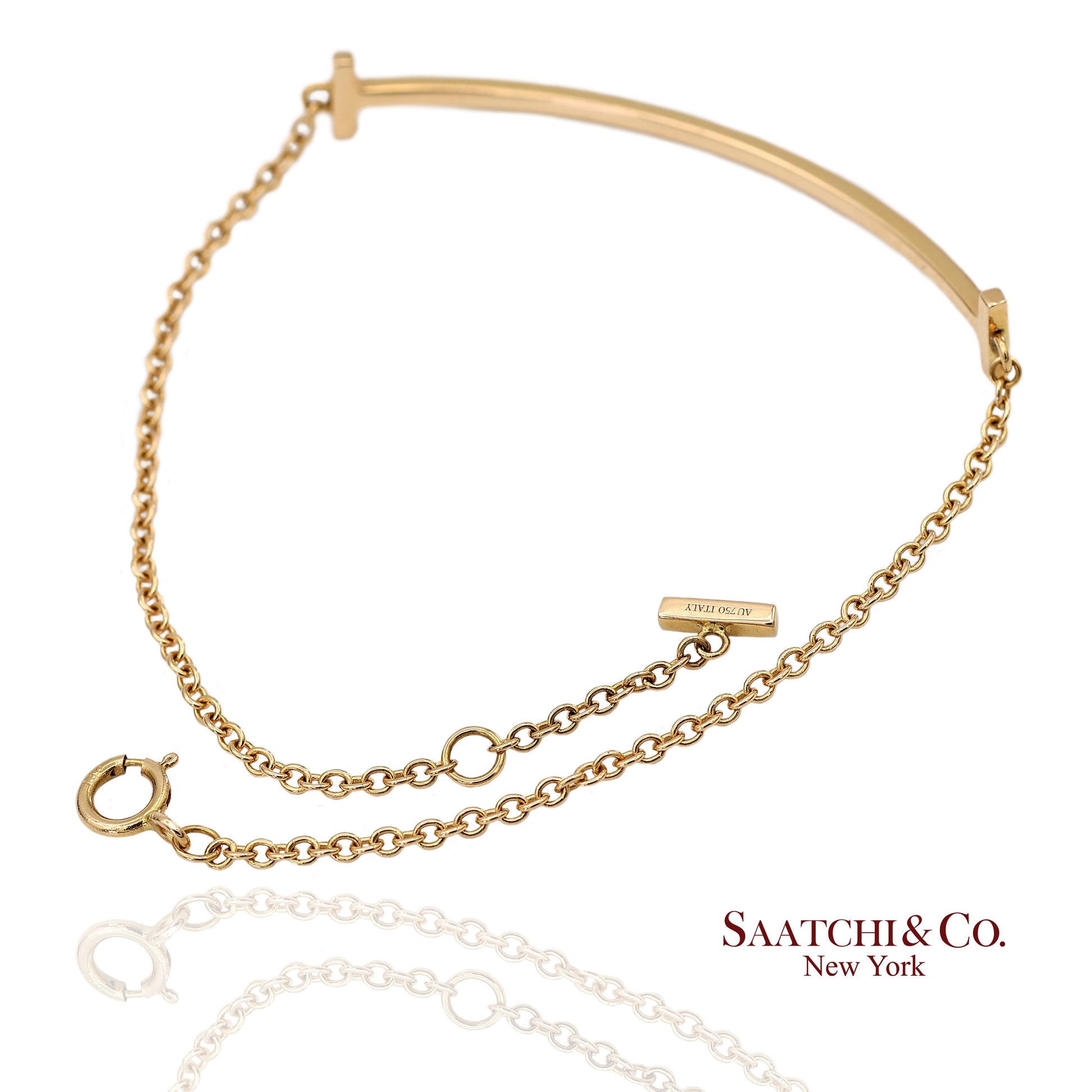 Tiffany & Co. Vintage 18K(750) Solid Yellow Gold T Smile Bracelet