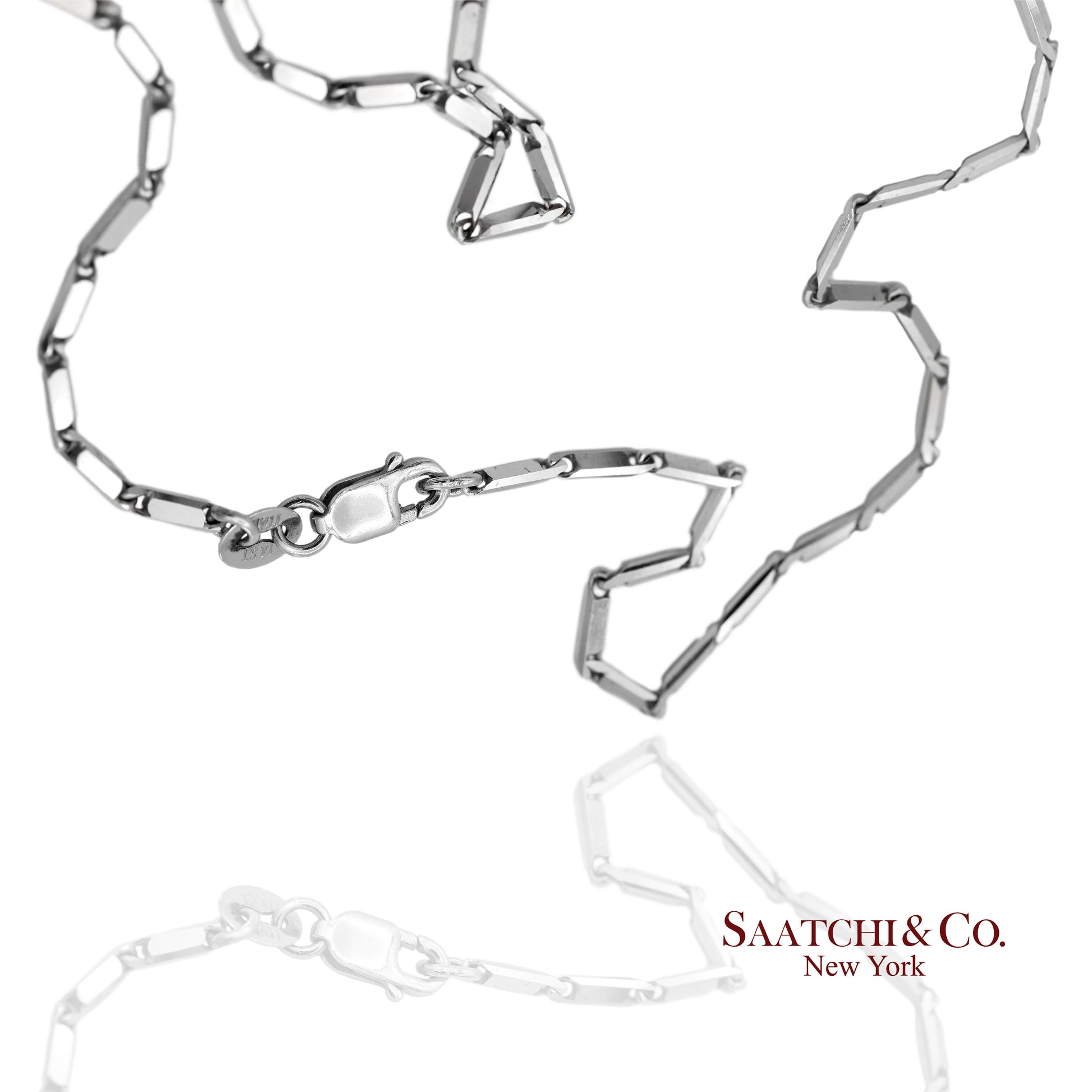 14K(585) Diamond Cut Solid White Gold Chain Necklace
