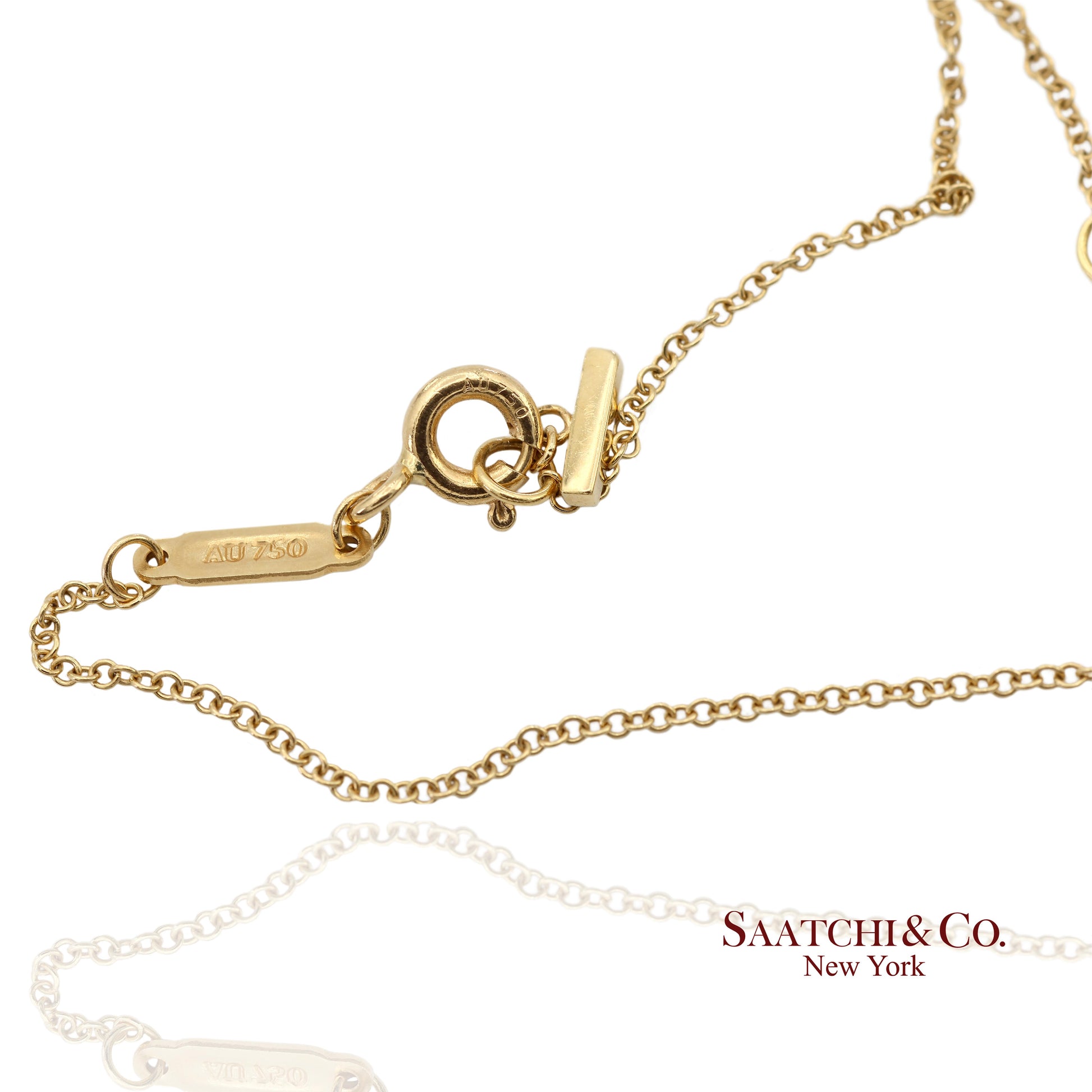 Tiffany & Co. 18K (750) Solid Yellow Gold T Smile Pendant Necklace