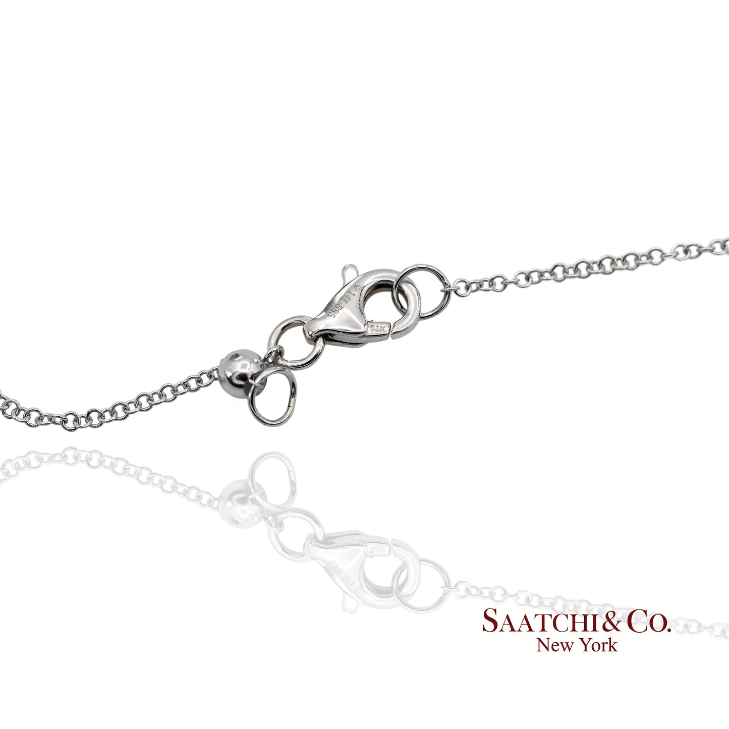 14K(585) White Gold Natural Diamond Adjustable By the Yard Necklace/Pendant