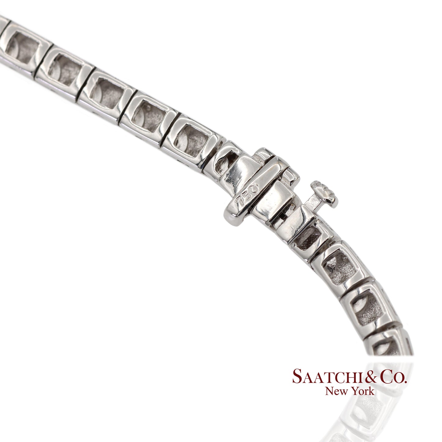 18K 750 Solid White Gold Natural Diamond Buguatte Tennis Necklace