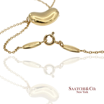 Tiffany&Co. Elsa Peretti 18K 750 Solid Yellow Gold Bean Design Pendant Necklace