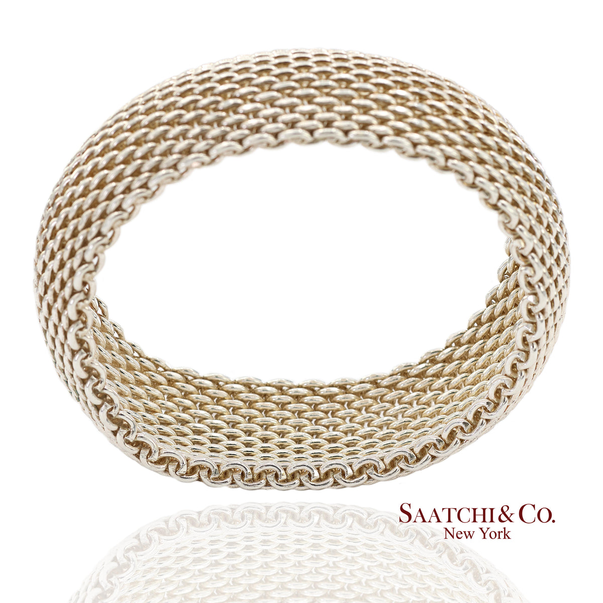 Tiffany & Co. Sterling Silver Somerset Mesh Wide Bangle Bracelet