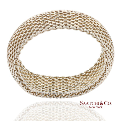Tiffany & Co. Sterling Silver Somerset Mesh Wide Bangle Bracelet