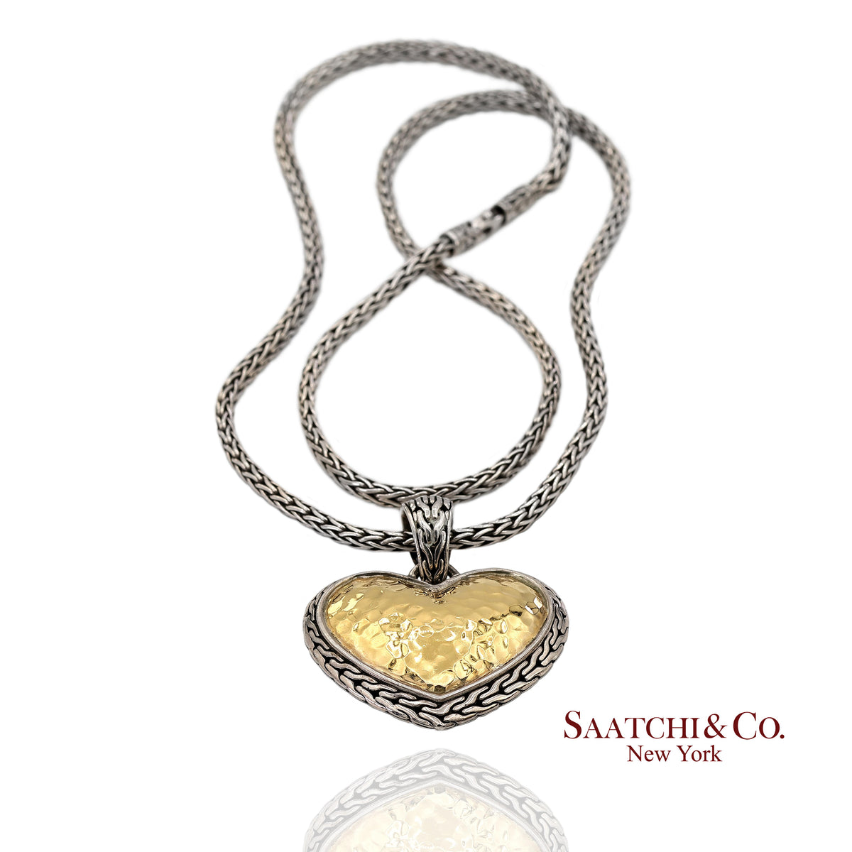 John Hardy 22K Yellow Gold and Sterling Silver Heart Pendant Necklace