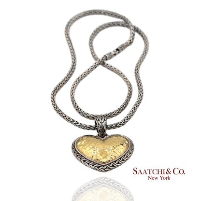 John Hardy 22K Yellow Gold and Sterling Silver Heart Pendant Necklace