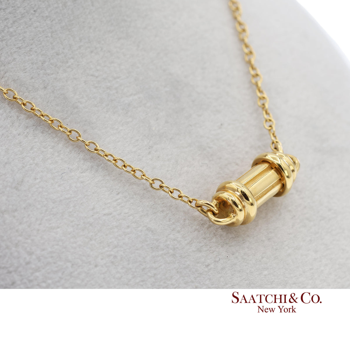 Tiffany & Co Solid 18K Yellow Gold Scroll Pendant Necklace 16"