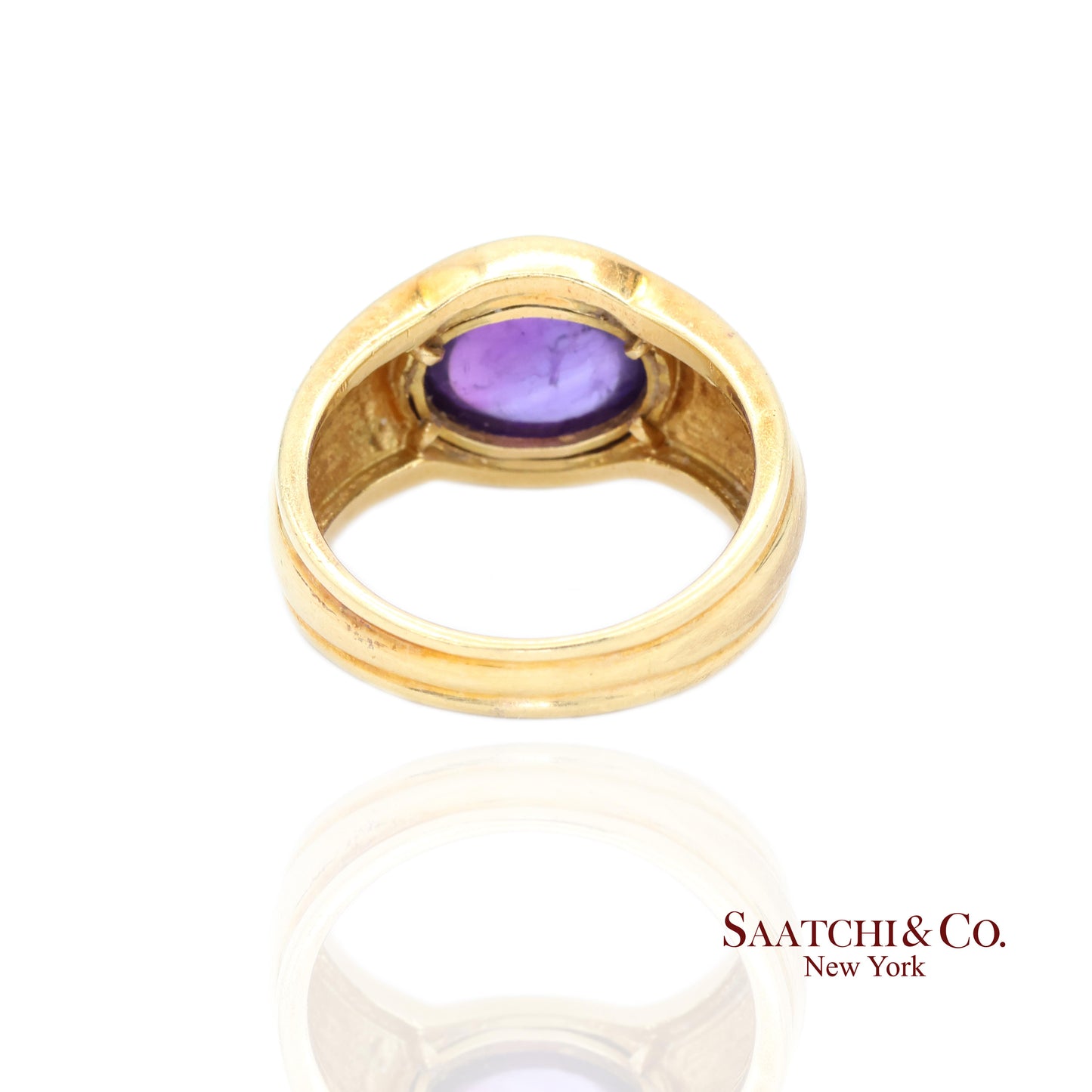 18k (750) Yellow Gold Natural cabochon Amethyst Ring
