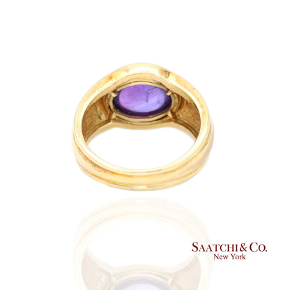 18k (750) Yellow Gold Natural cabochon Amethyst Ring