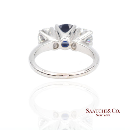 18k (750) White Gold Natural Sapphire and Diamond Ring Size 5