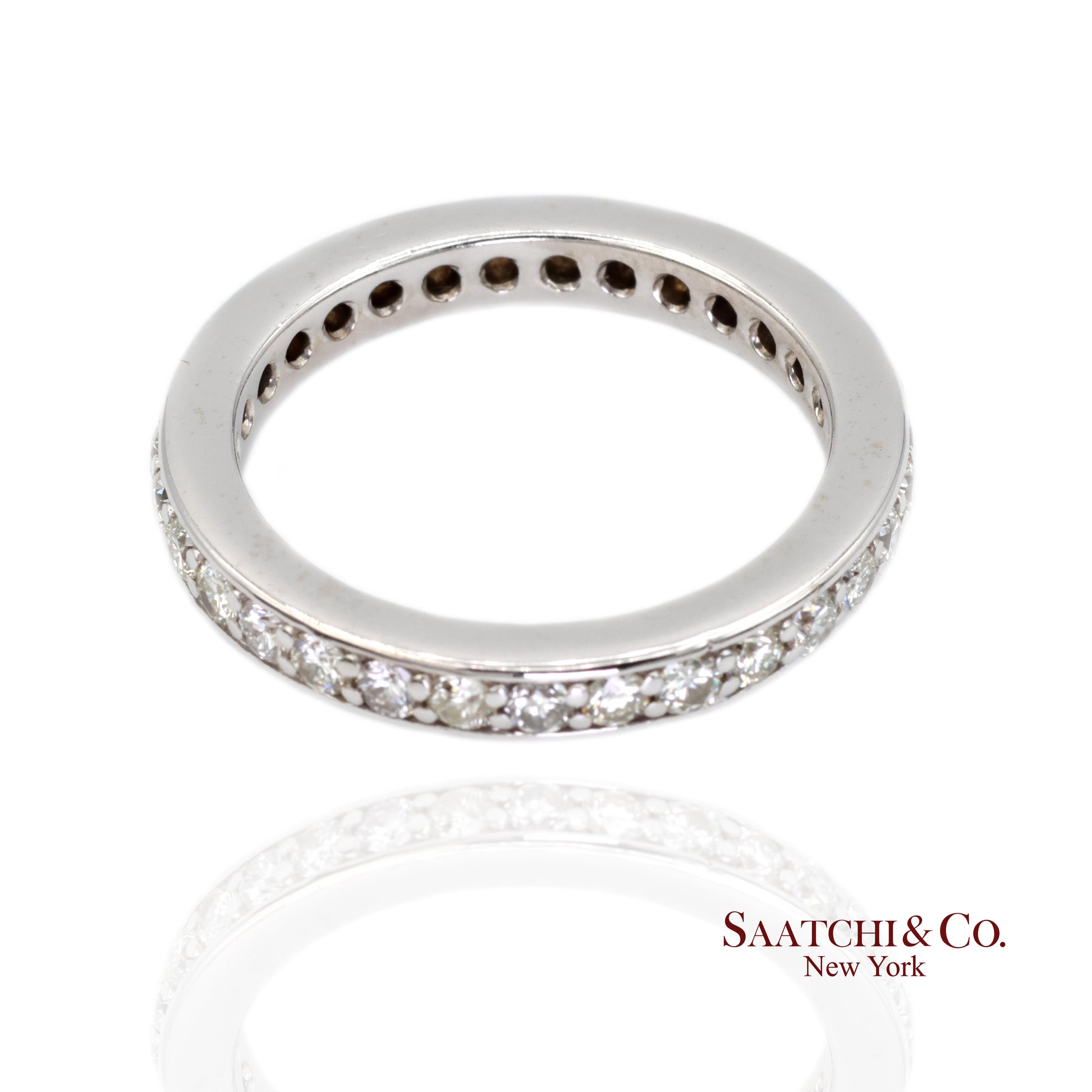 14k (585) White Gold Natural Diamond Eternity Band Size 6.5