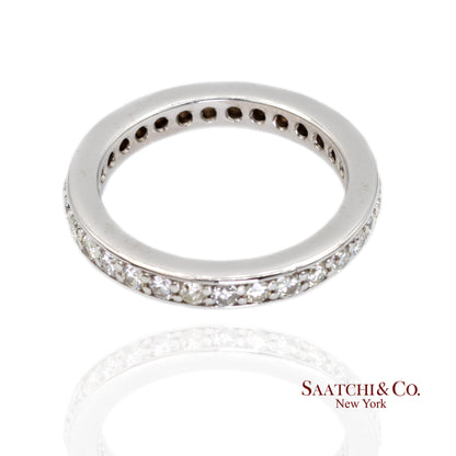 14k (585) White Gold Natural Diamond Eternity Band Size 6.5
