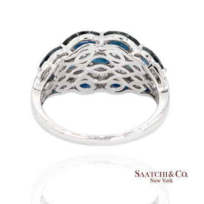 18k (750) White Gold Natural Diamond and Sapphire Ring Size 6.5