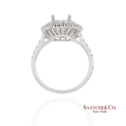 Platinum 950 Natural Brilliant Diamond Mounting Ring Size 6.5