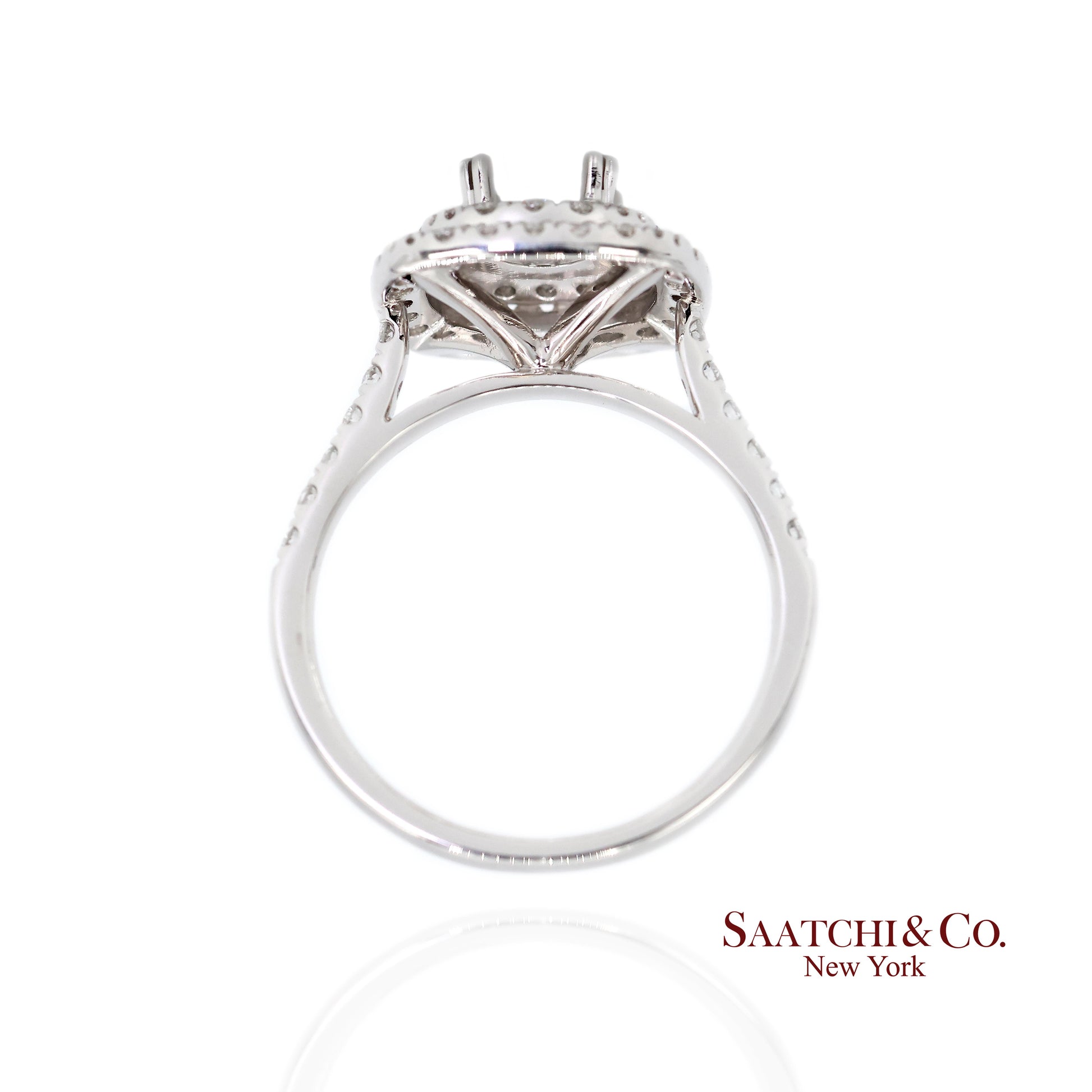 Platinum 950 Natural Brilliant Diamond Mounting Ring Size 6.5
