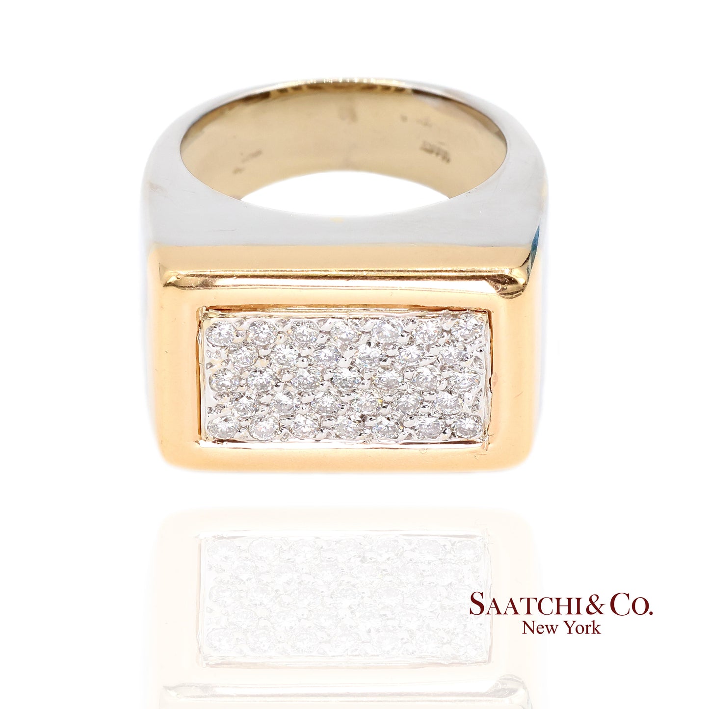 18k (750) Two Tone White Yellow Gold Natural Diamond Ring