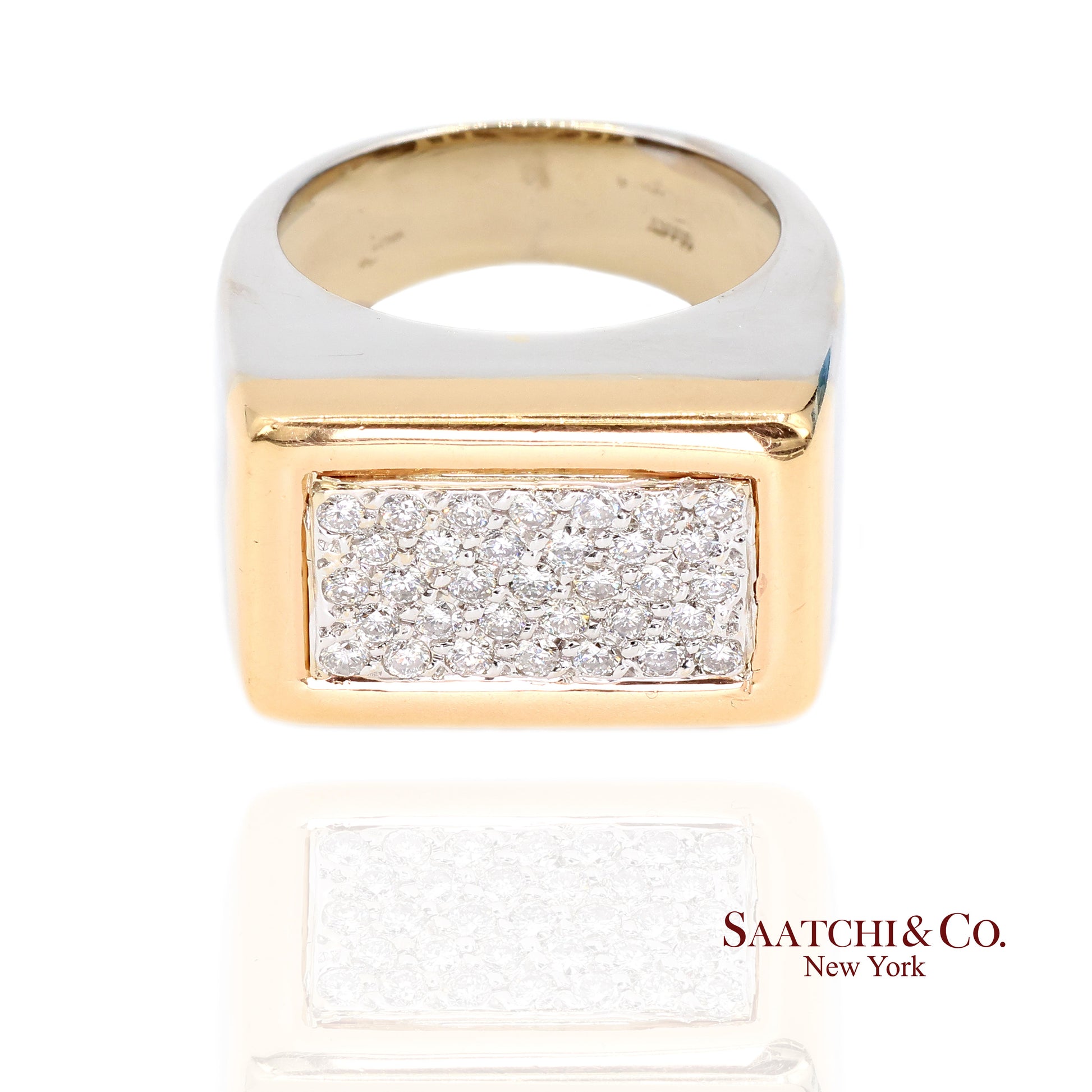 18k (750) Two Tone White Yellow Gold Natural Diamond Ring