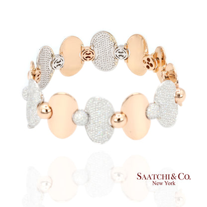 18k (750) Two Tone White and Rose Gold Natural Diamond Tennis Bracelet