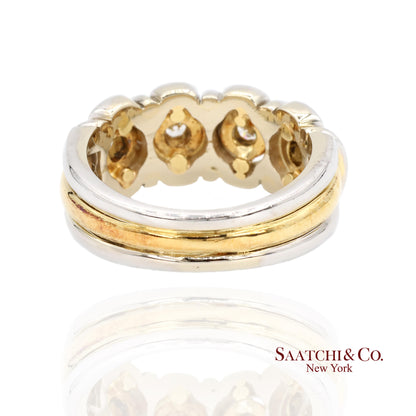 18k (750) White Yellow Two Tone Gold Natural Diamond Ring Size 7.5