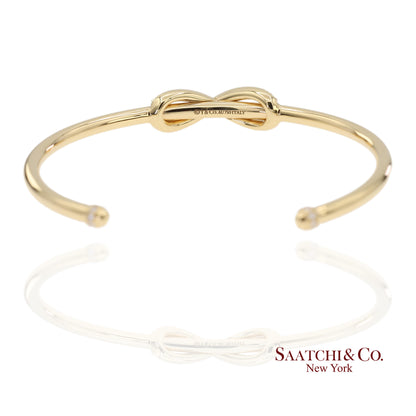 Tiffany & Co. Infinity Cuff 18K 750 Yellow Gold Natural Diamond Bangle Bracelet