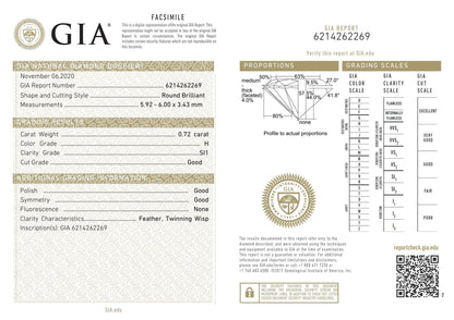 GIA Hilo Stud Natural Diamond Earring White 18k Gold