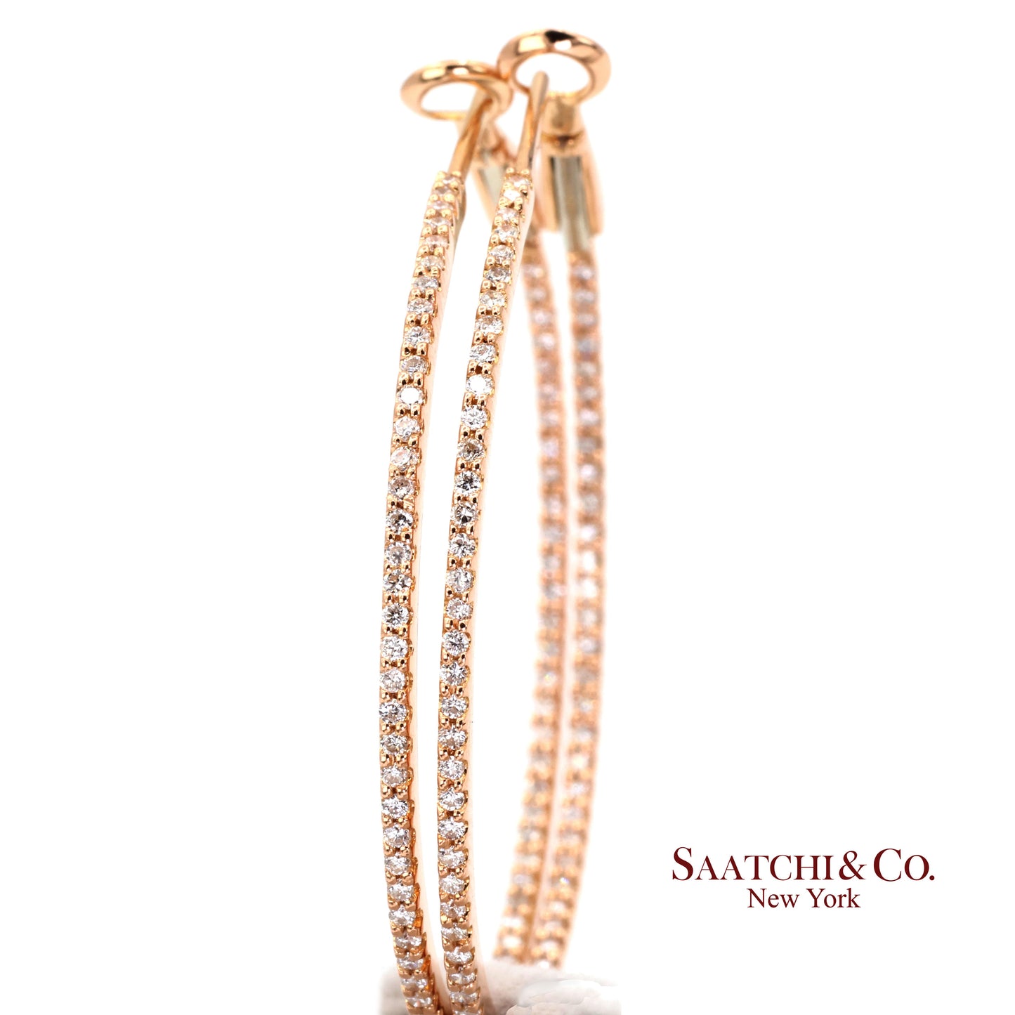 18k (750) Rose Gold Natural Diamond Hoop Earrings