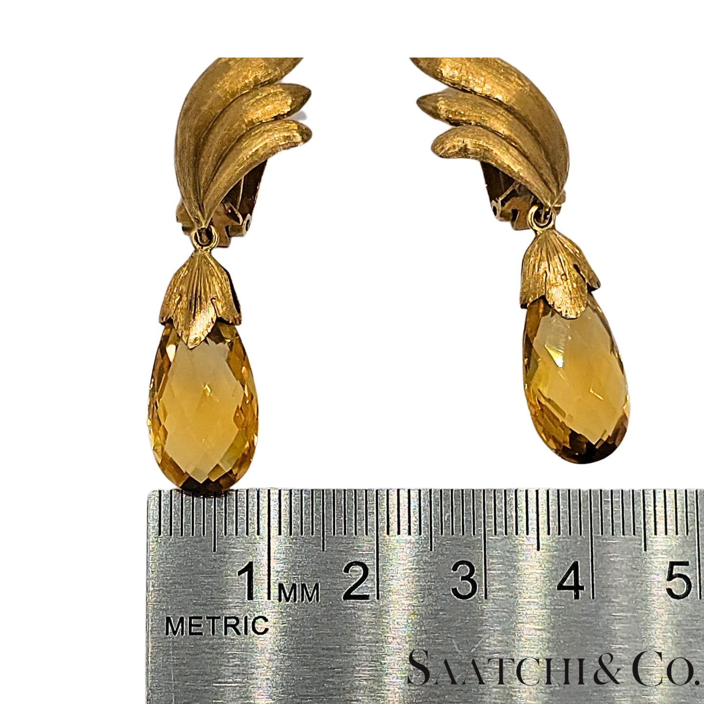 14k (585) Yellow Gold 8 Ct Natural Yellow Citrine Earrings