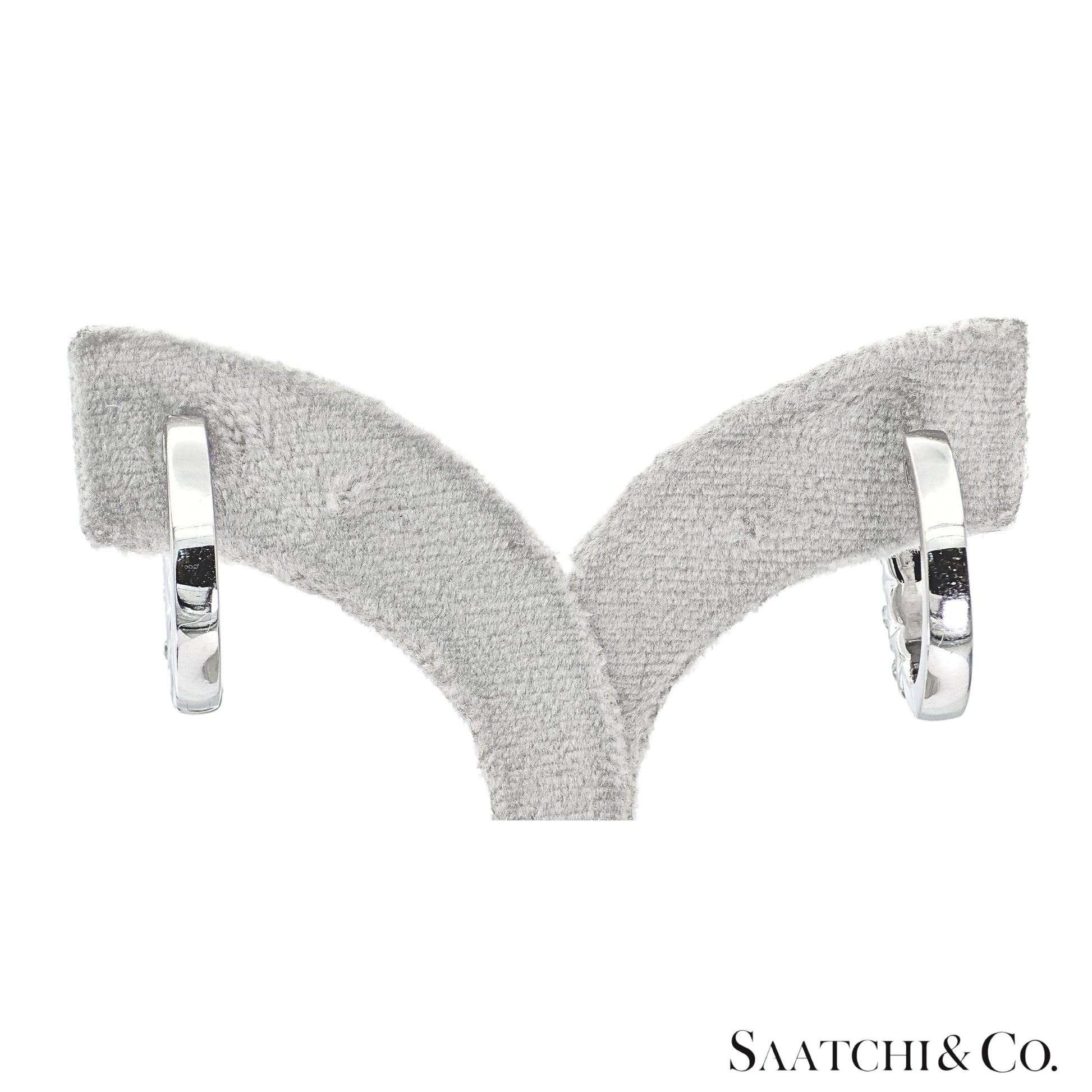 Natural Diamond Hoop Earrings 14K (585) White Gold