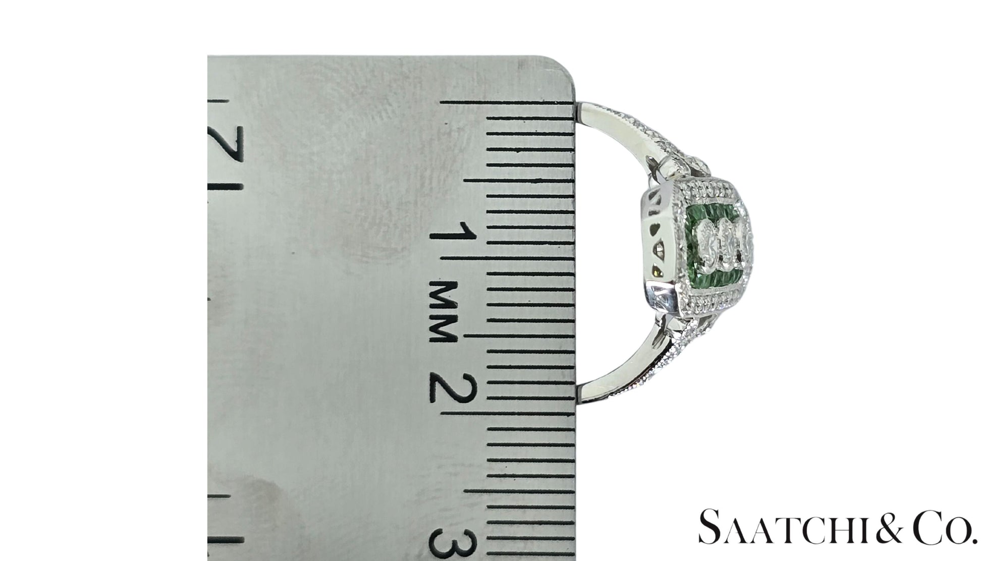 Platinum (950) Natural 1 Ct Tsavorite & 0.55 Ct Natural Diamond Ring
