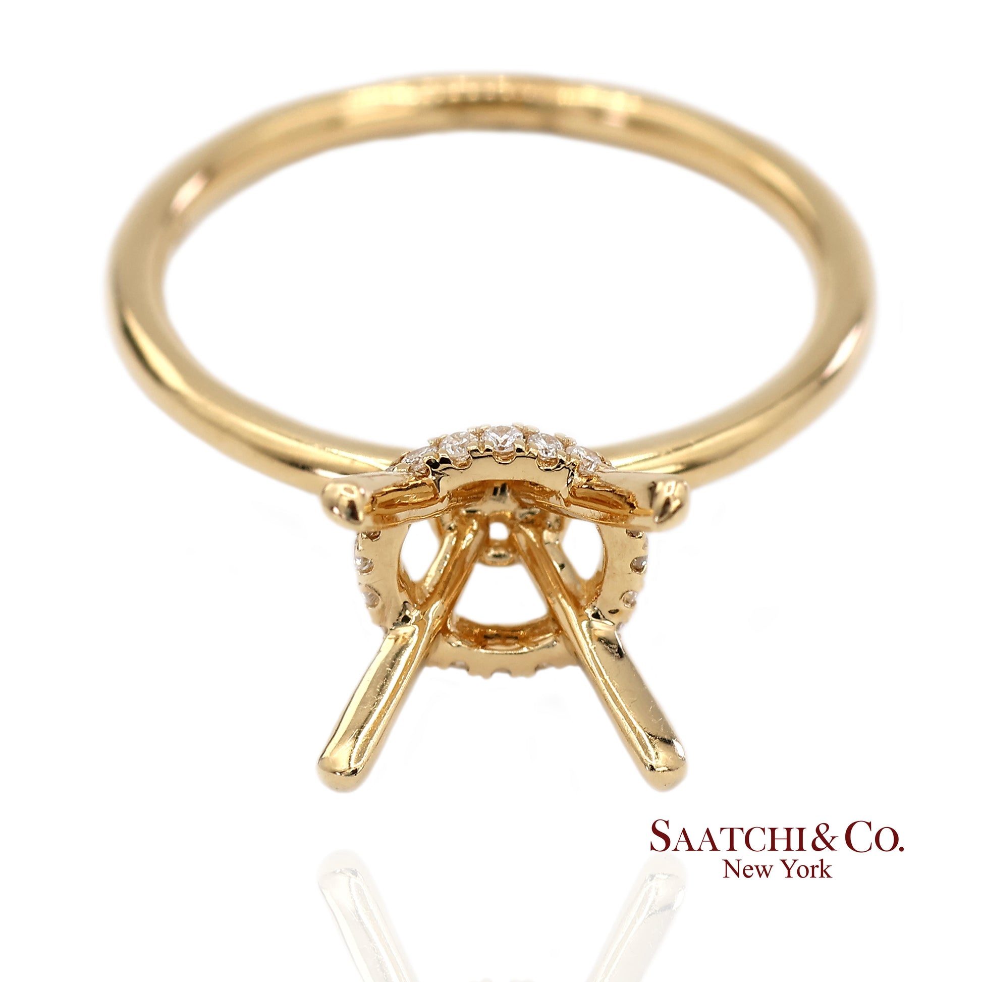 18K (750) Yellow Gold Natural Brilliant Diamond Semi Mount Ring Size 6