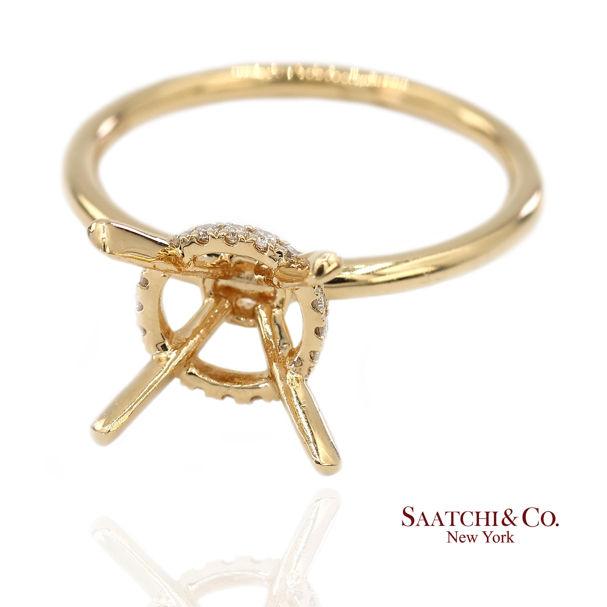 18K(750) Yellow Gold Natural Brilliant Diamond Mounting Ring