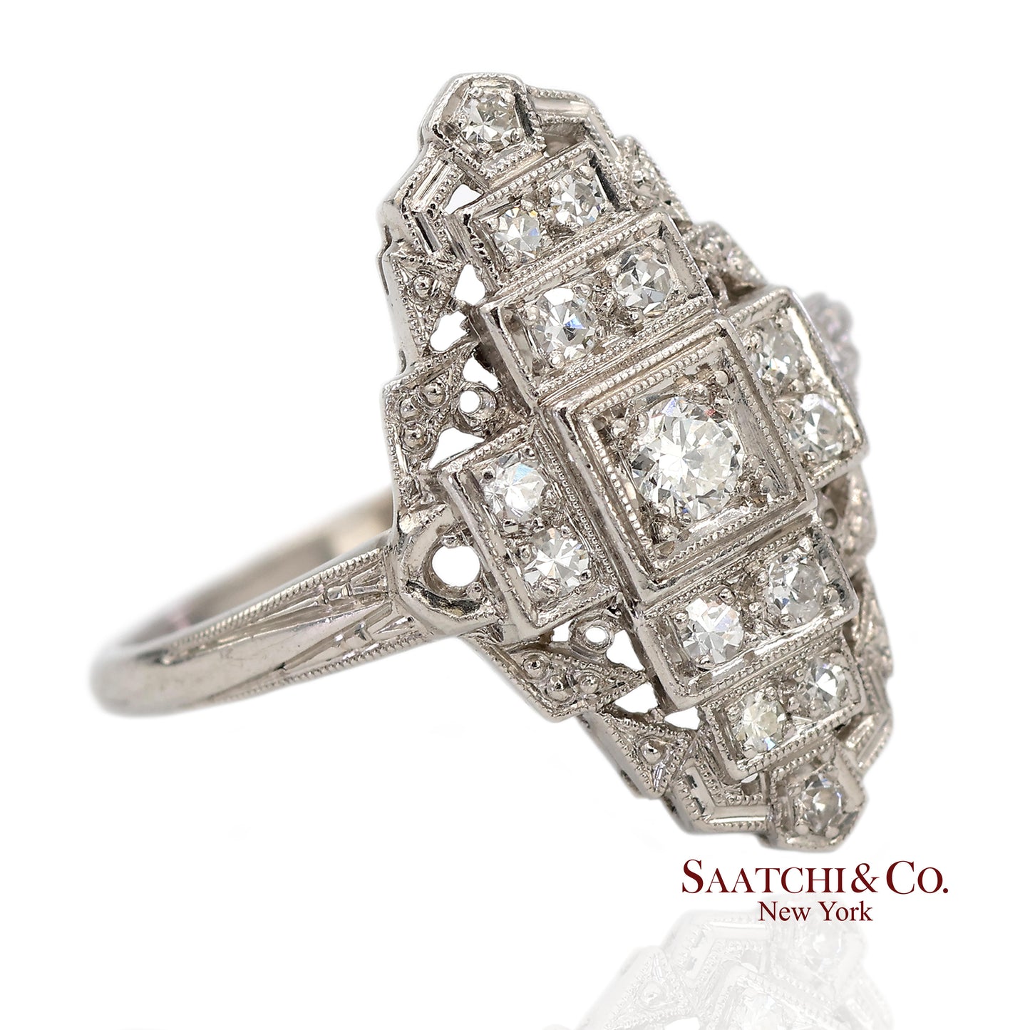 Vintage Platinum (950) Natural Diamond Old Cut Ring