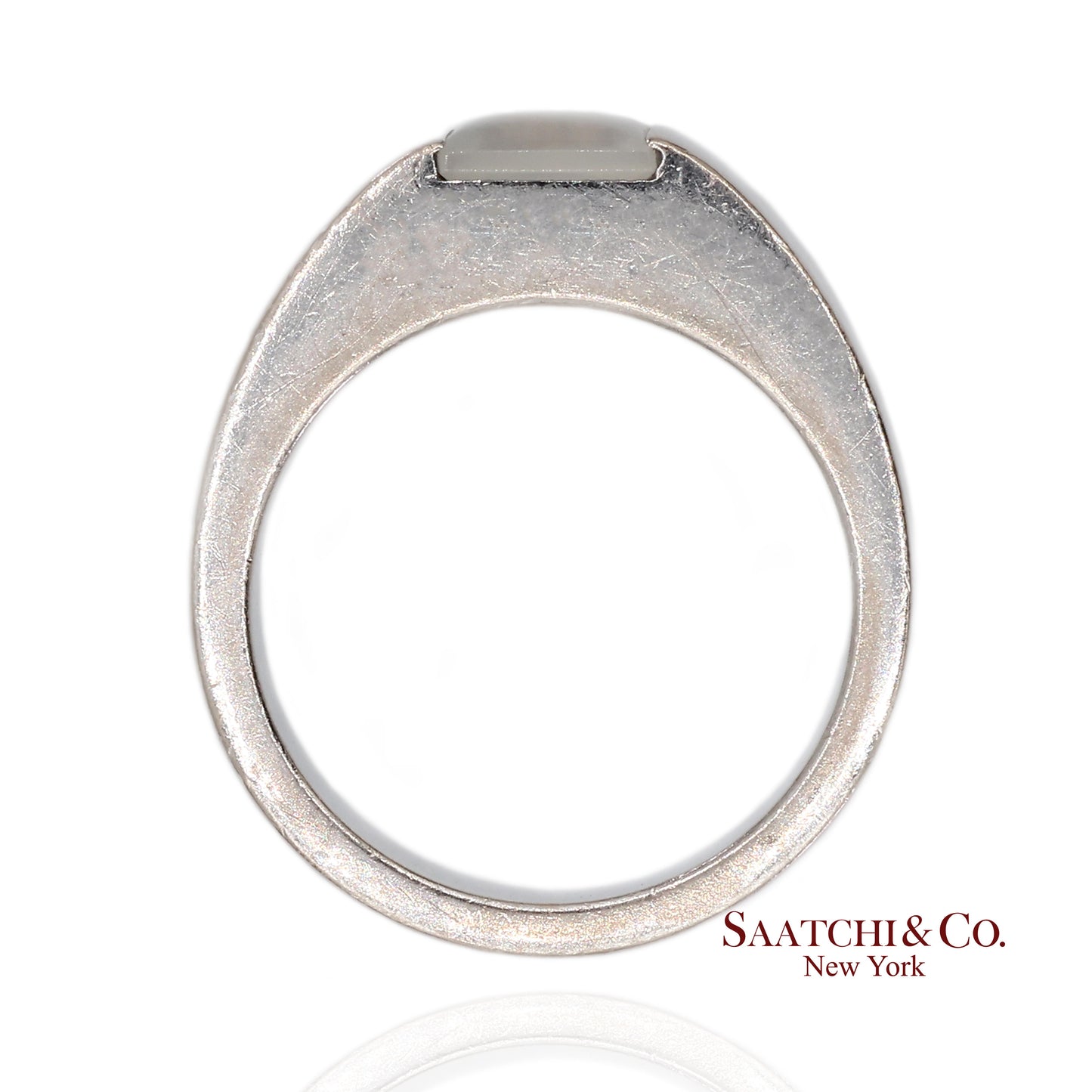 Vintage 18K (750) White Gold Original Authentic Cartier Tank Moonstone Ring