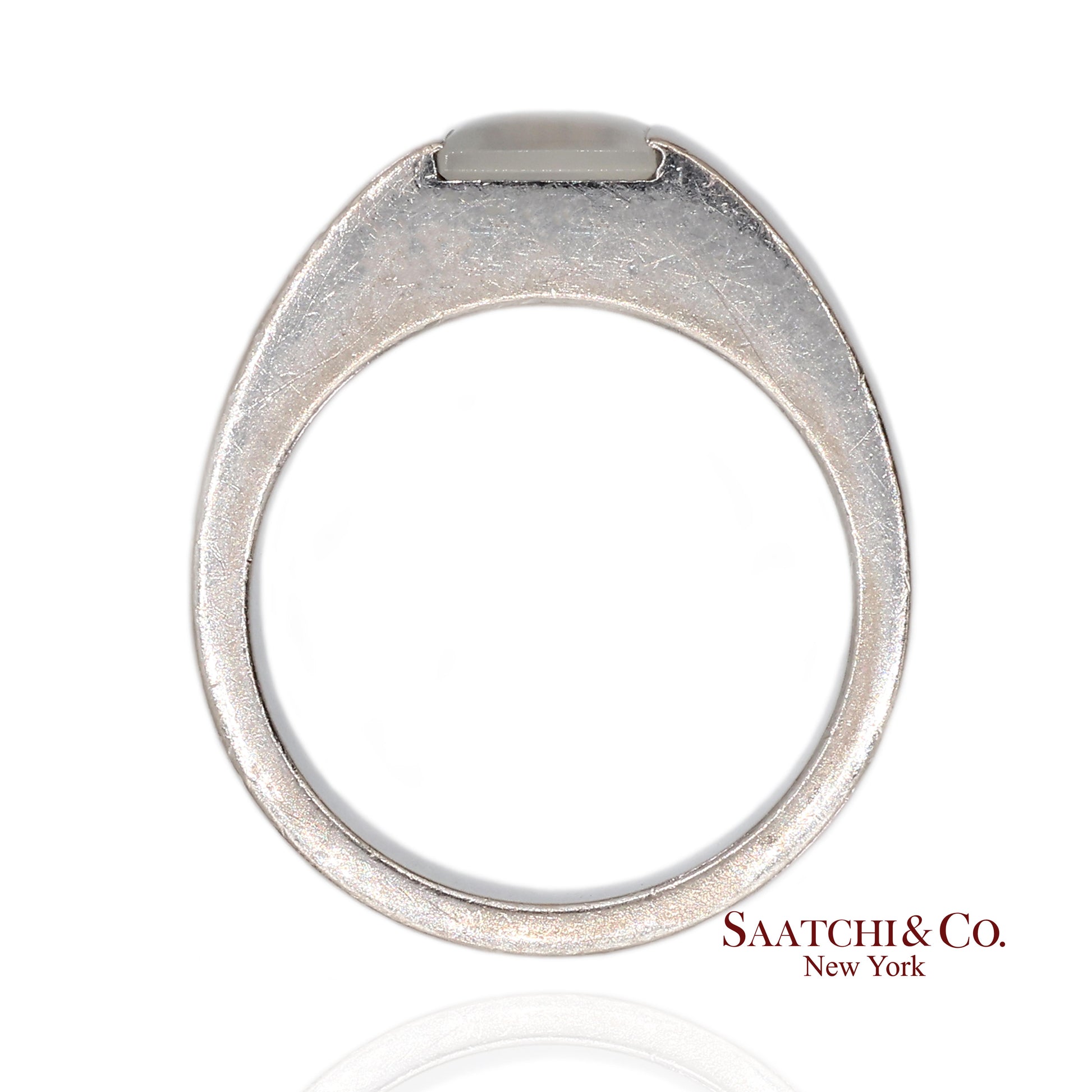 Vintage 18K (750) White Gold Original Authentic Cartier Tank Moonstone Ring