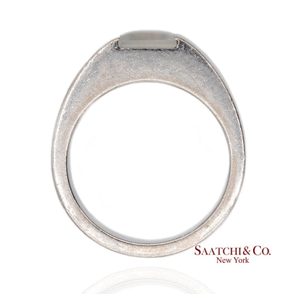 Vintage 18K (750) White Gold Original Authentic Cartier Tank Moonstone Ring