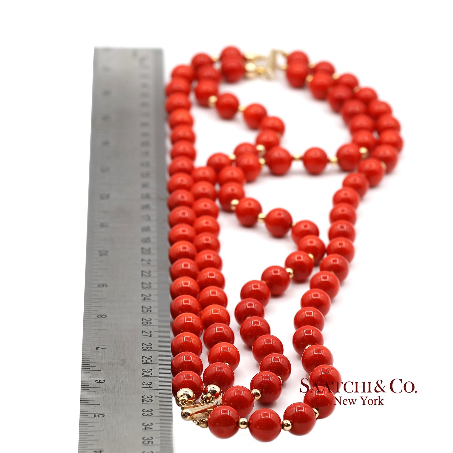 14K(585) Solid Yellow Gold Coral Necklace