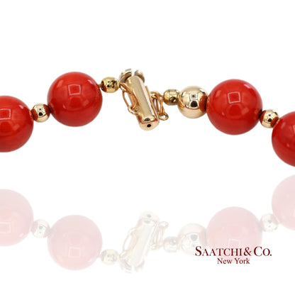 14K(585) Solid Yellow Gold Coral Bracelet