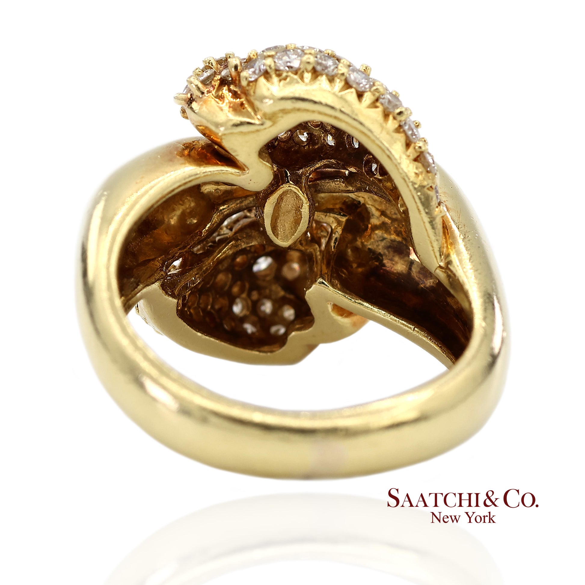 18K (750) Yellow Gold Natural Diamond Jose Hess Vintage Designer Ring