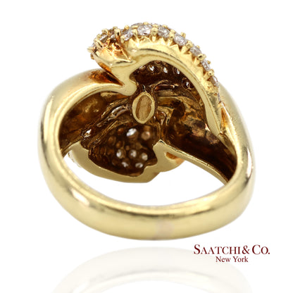 18K (750) Yellow Gold Natural Diamond Jose Hess Vintage Designer Ring