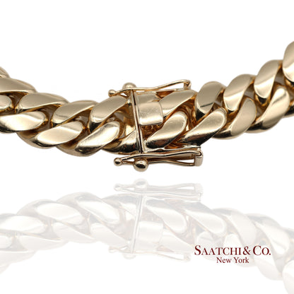 14K(585) Solid Yellow Gold Cuban Link Chain Necklace