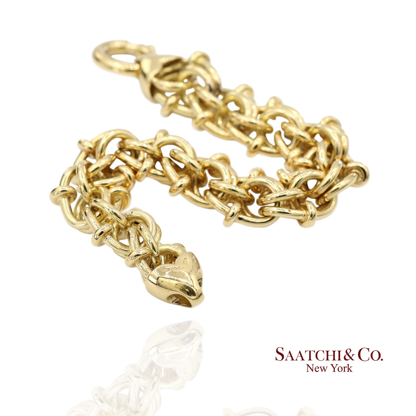 18K(750) Solid Yellow Gold Byzantine Chain Bracelet