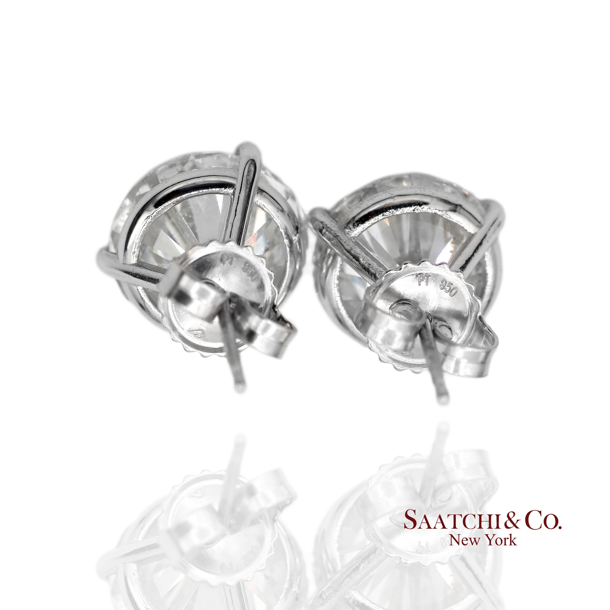 Platinum 950 Natural Diamond Stud Earrings