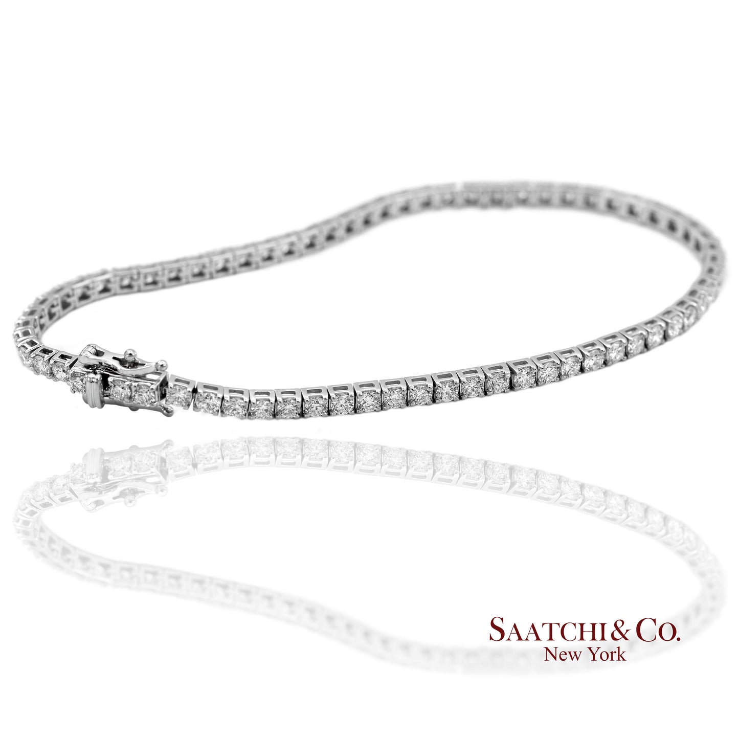 14K(585) White Gold Lab Diamond (CVD) Tennis Bracelet Size 8.5 inch