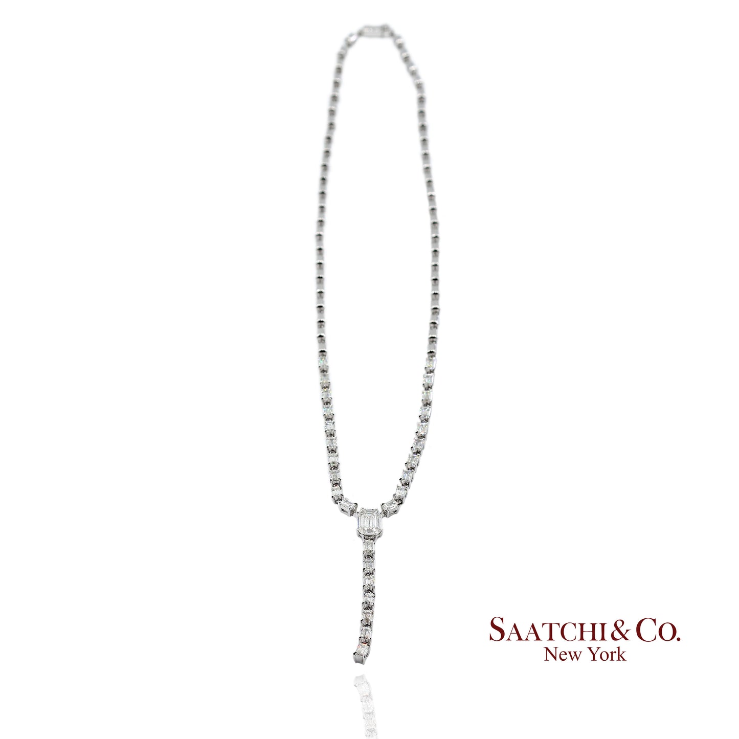 18K(750) White Gold Natural Diamond Pie Cut Necklace