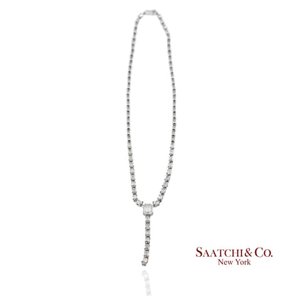 18K(750) White Gold Natural Diamond Pie Cut Necklace